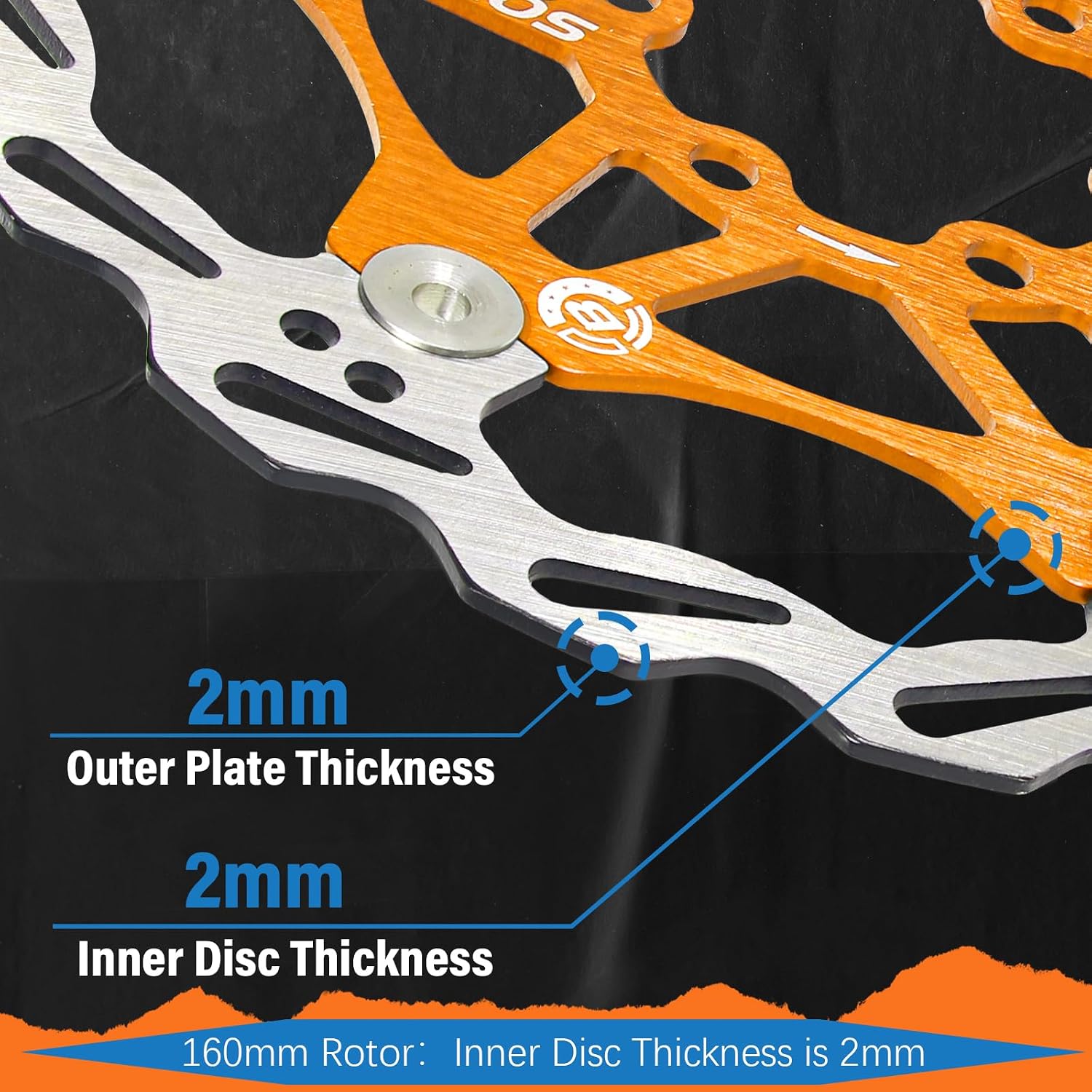 BUCKLOS 160mm 180mm 203mm Floating Disc Brake Rotor, Stainless Steel MTB Brakes Rotors with 6PC Bolts
