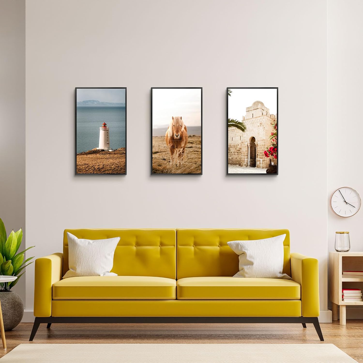 Golden State Art 3 Pack 12x12 Black Aluminum Frames, Real Glass Fronts
