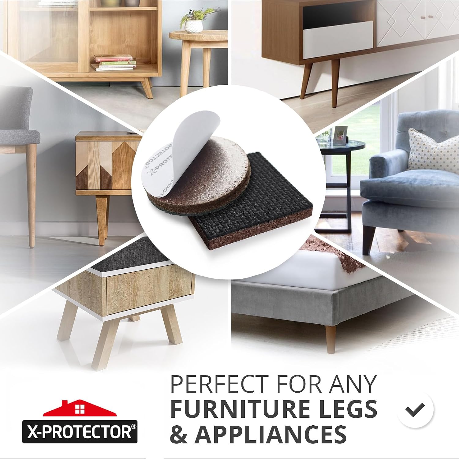 X-PROTECTOR Non Slip Furniture Pads – 12 Premium Furniture Grippers 3"! | Best SelfAdhesive Rubber Feet Furniture Feet – Ideal Non Skid Furniture Pad Floor Protectors – Keep Furniture in Place!