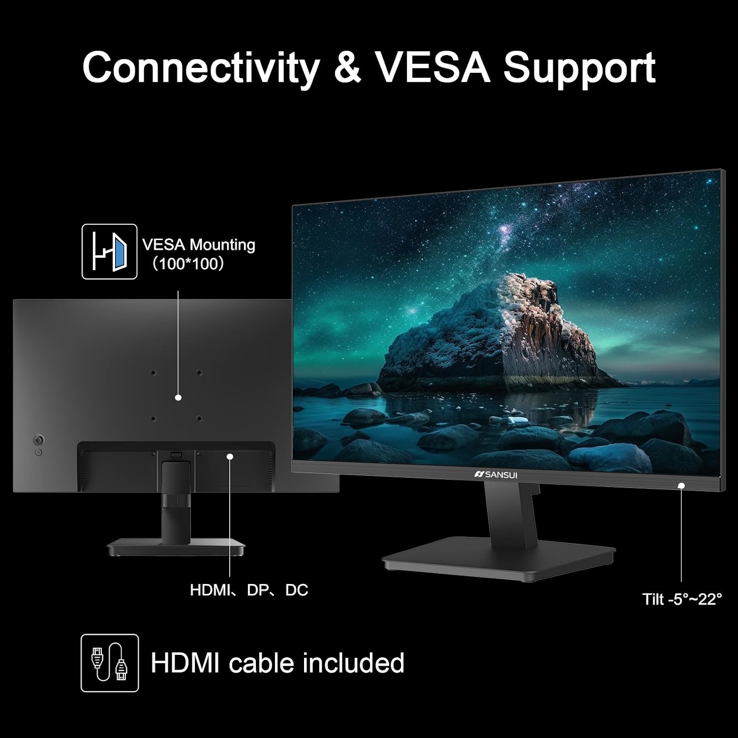 SANSUI 32 Inch Curved 240Hz Gaming Monitor High Refresh Rate, FHD 1080P | Gaming PC Monitor HDMI DP1.4, 1500R Curvature, 1Ms MPRT, HDR,Metal Stand,VESA Compatible(DP Cable Incl.)