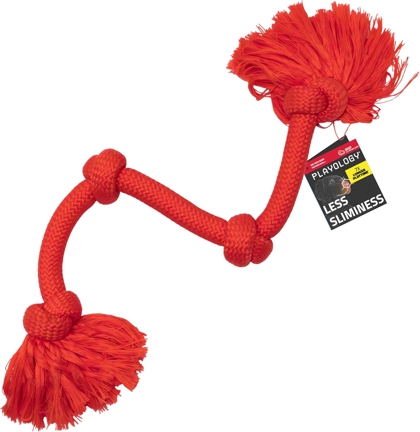 Playology Tug Rope Dog Toys for Large Breed Dogs - Jumbo, Beef Scent