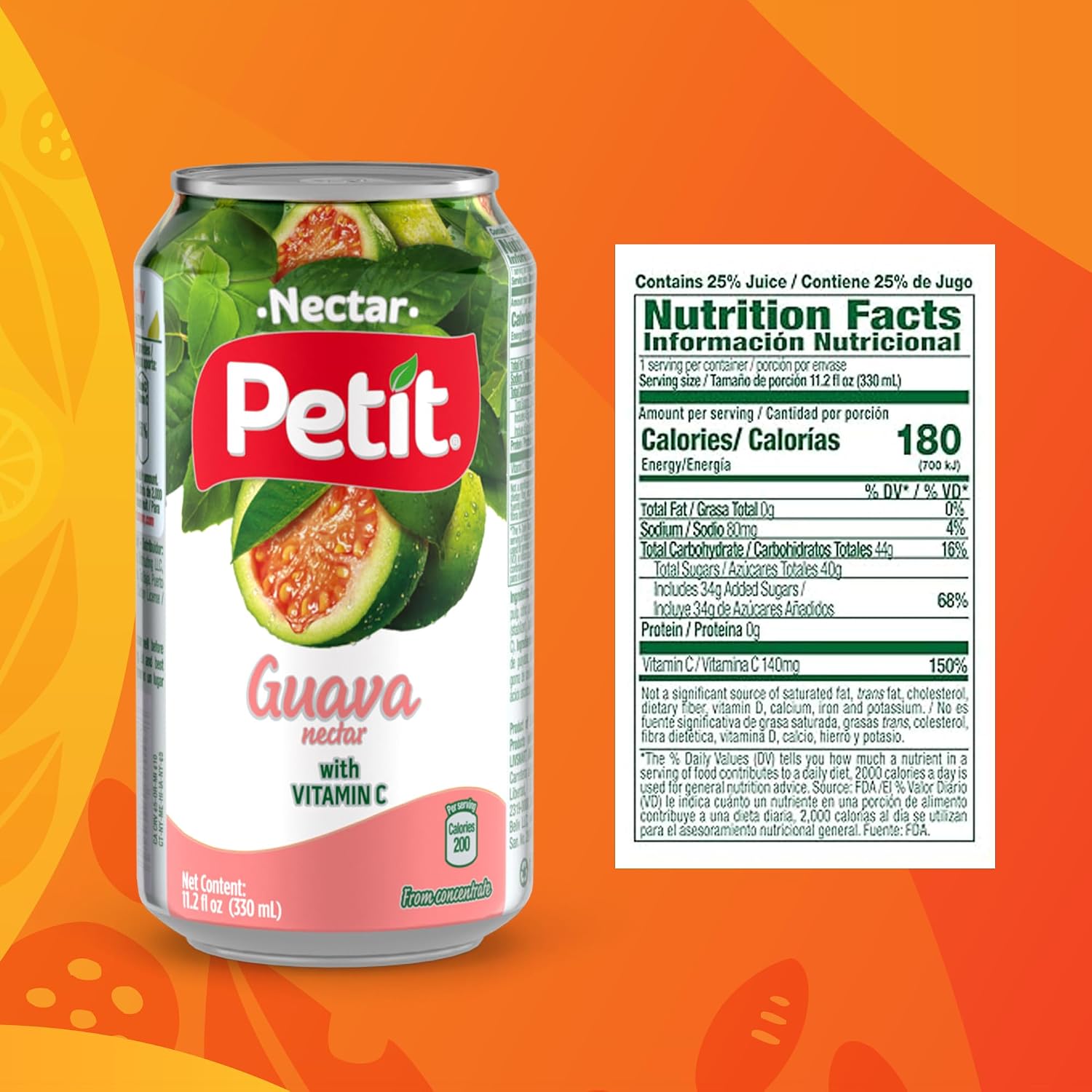 Petit Pineapple Nectar, 330 ml Cans (Pack of 24) – Refreshing Tropical Fruit Juice Beverage
