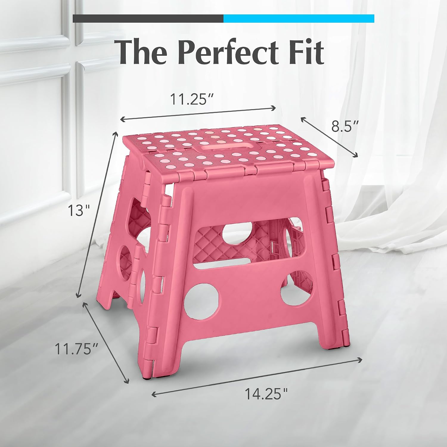 Handy Laundry Folding Step Stool 9 Inch, Black, Non-Slip Holds 300 lbs | 9 Inch, Black, Foldable Collapsible Step Stool, Non-Slip, Holds 300 lbs, Kitchen Bathroom Bedroom, Adults