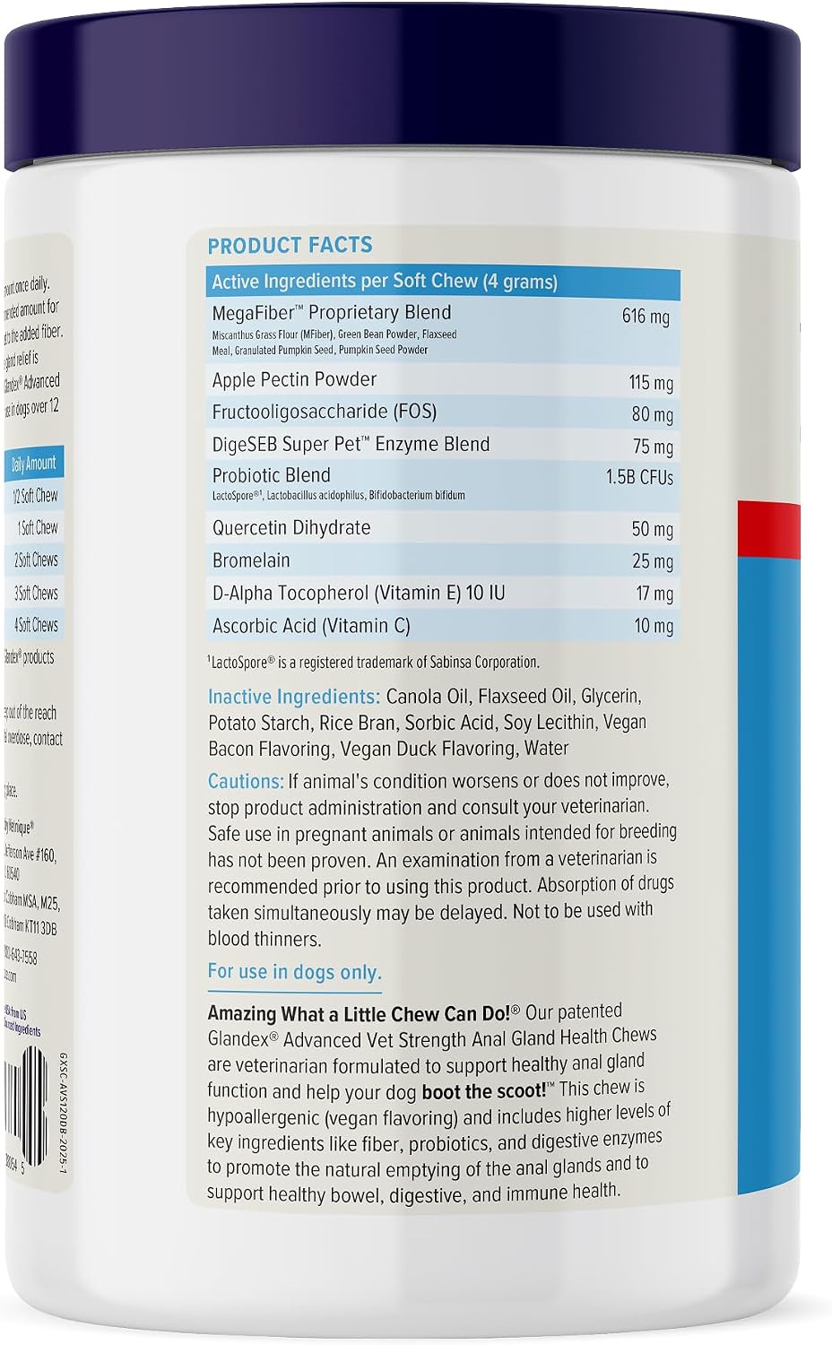 Vetnique Glandex for Dogs Anal Gland Chews 30ct, Pumpkin, Digestive Enzymes | Anal Gland Dog Treats, Boot the Scoot + Fishy Odor Support, Fiber, Probiotics, Quercetin + Apple Pectin, Peanut Butter
