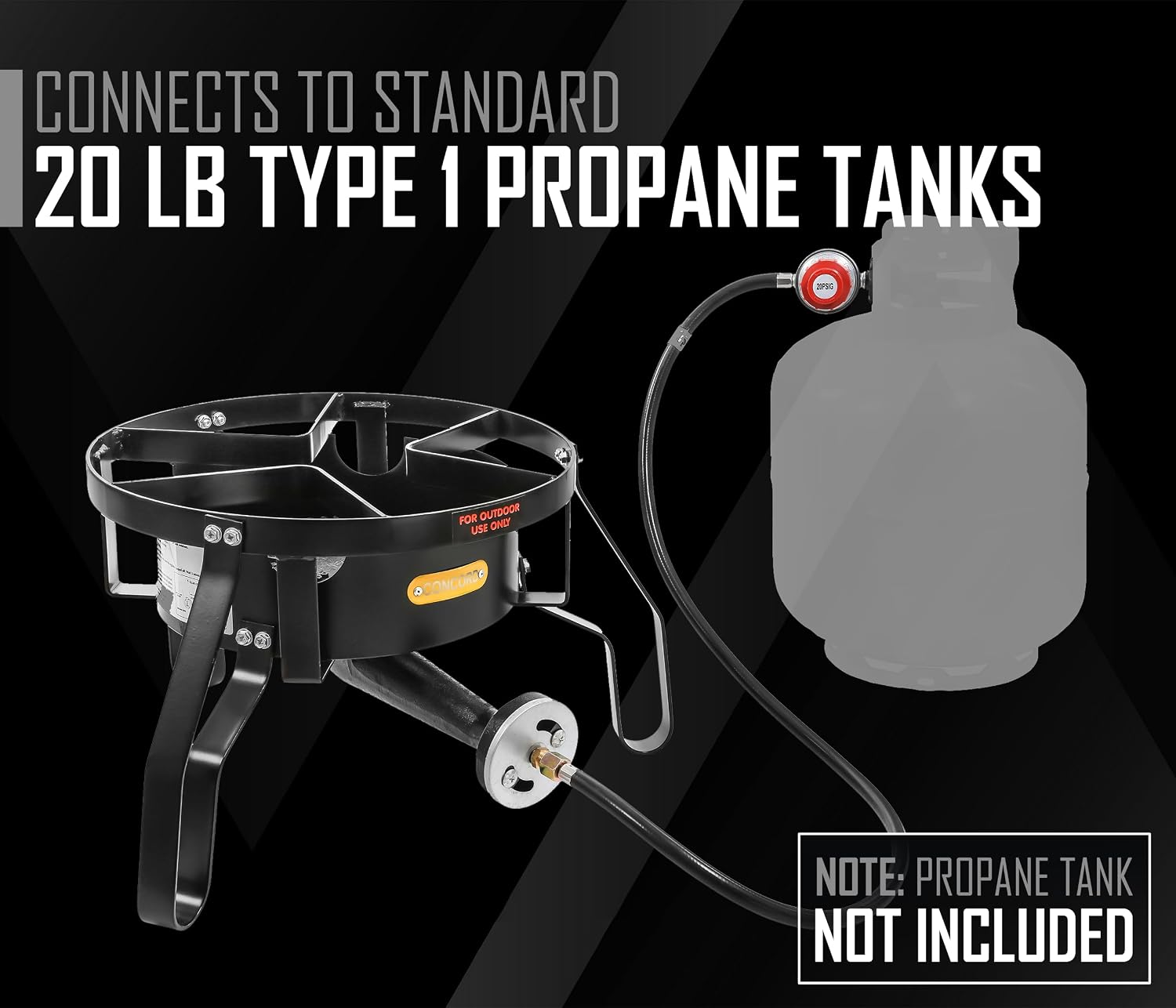Concord Banjo 16” Single Propane Burner; 200,000BTU 1 Burner Portable Gas Stove