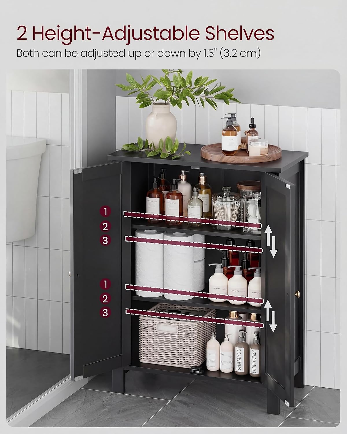 VASAGLE Floor Storage Cabinet, Freestanding Storage Unit with 3 Drawers, 1 Adjustable Shelf, for Bathroom Living Room Dining Kitchen, 11.8 x 23.6 x 31.5 Inches, Cloud White UBBC049WH01S