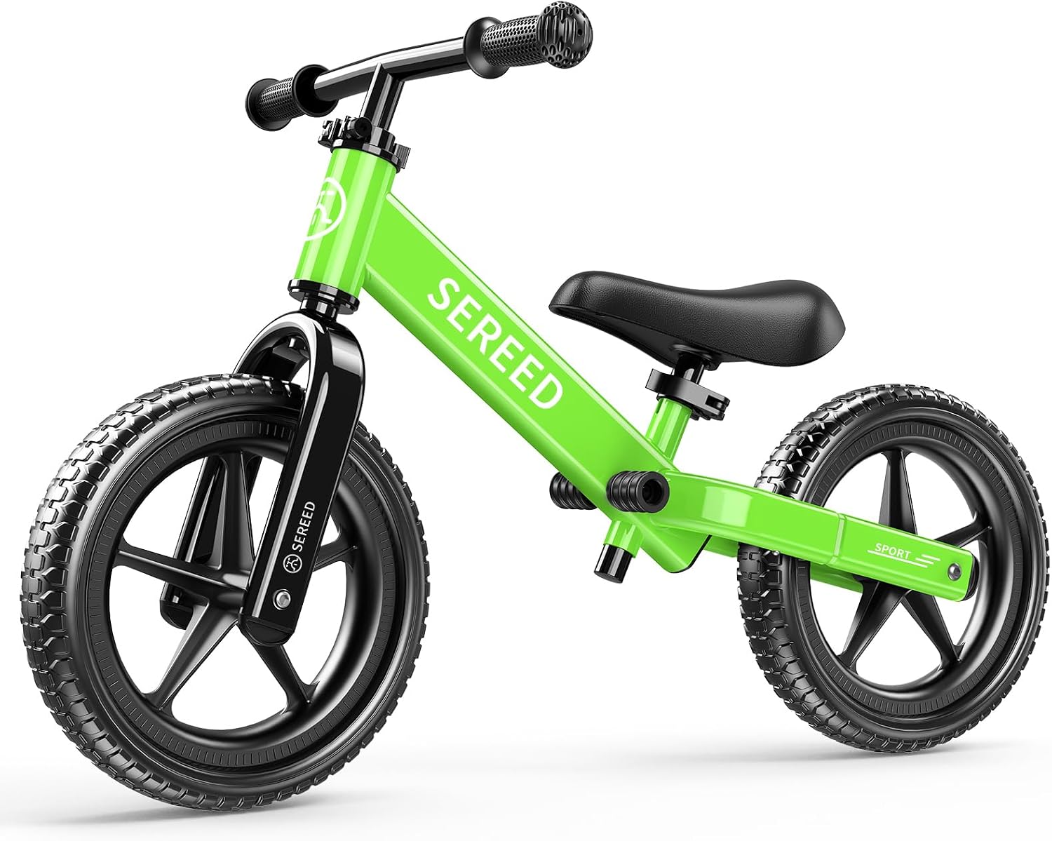 SEREED Toddler Balance Bike 2 Year Old, Gift for 2-3 Boys Girls, Adjustable | No Pedal Kids Toy Bike for 2-5 Years Old, Customize Plate with 3pcs Stickers (White)