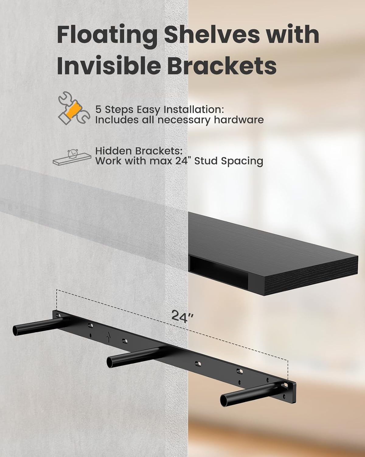 AMADA HOMEFURNISHING Floating Shelves, Wall Shelves for Bathroom/Living Room/Bedroom/Kitchen Decor