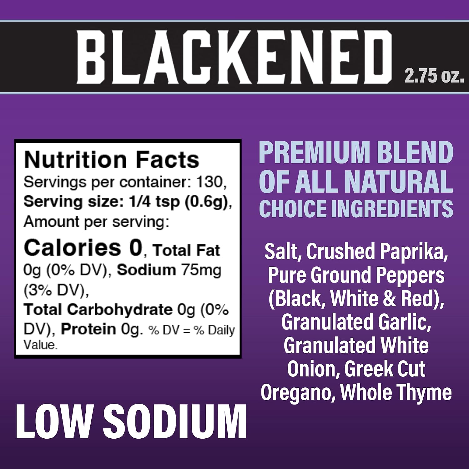 Cajun's Choice Blackened Seasoning - 2.75 oz Jar, Pack of 2, All Natural, Low Salt, Gluten-Free - Authentic Louisiana Spice for Fish & BBQ | Low-sodium, all-natural seasoning and rub for fish, seafood, chicken, pork, steak, vegetables and salads.