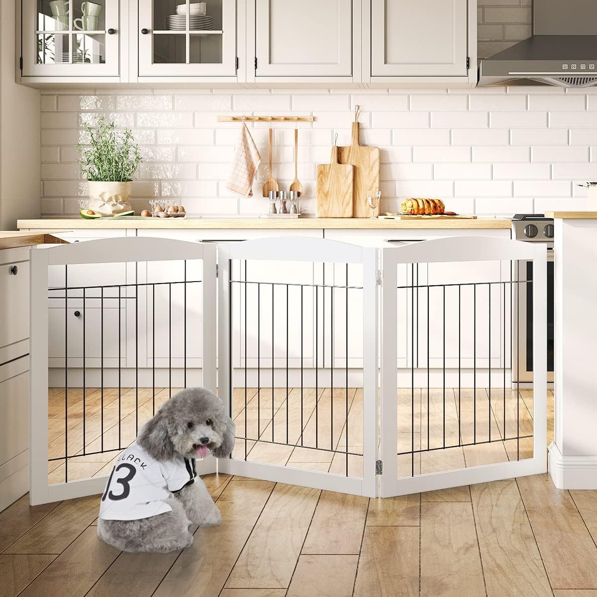 PAWLAND Extra Wide Foldable Dog gate for Doorway, Indoor, 72“ Wide, 30" H