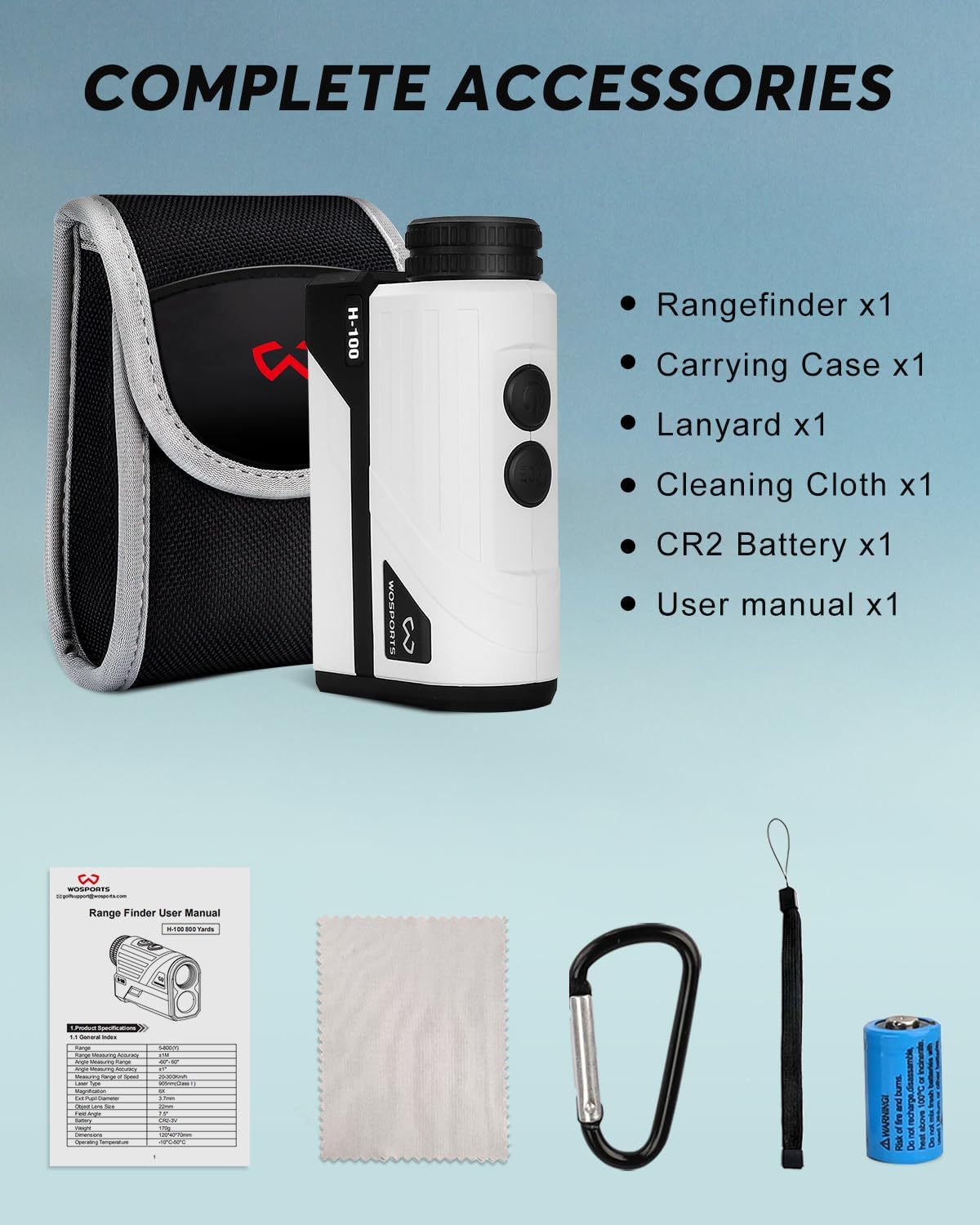 Wosports Golf Rangefinder, 800 Yards Laser Distance Finder with Slope, Flag-Lock with Vibration Distance/Speed/Angle Measurement