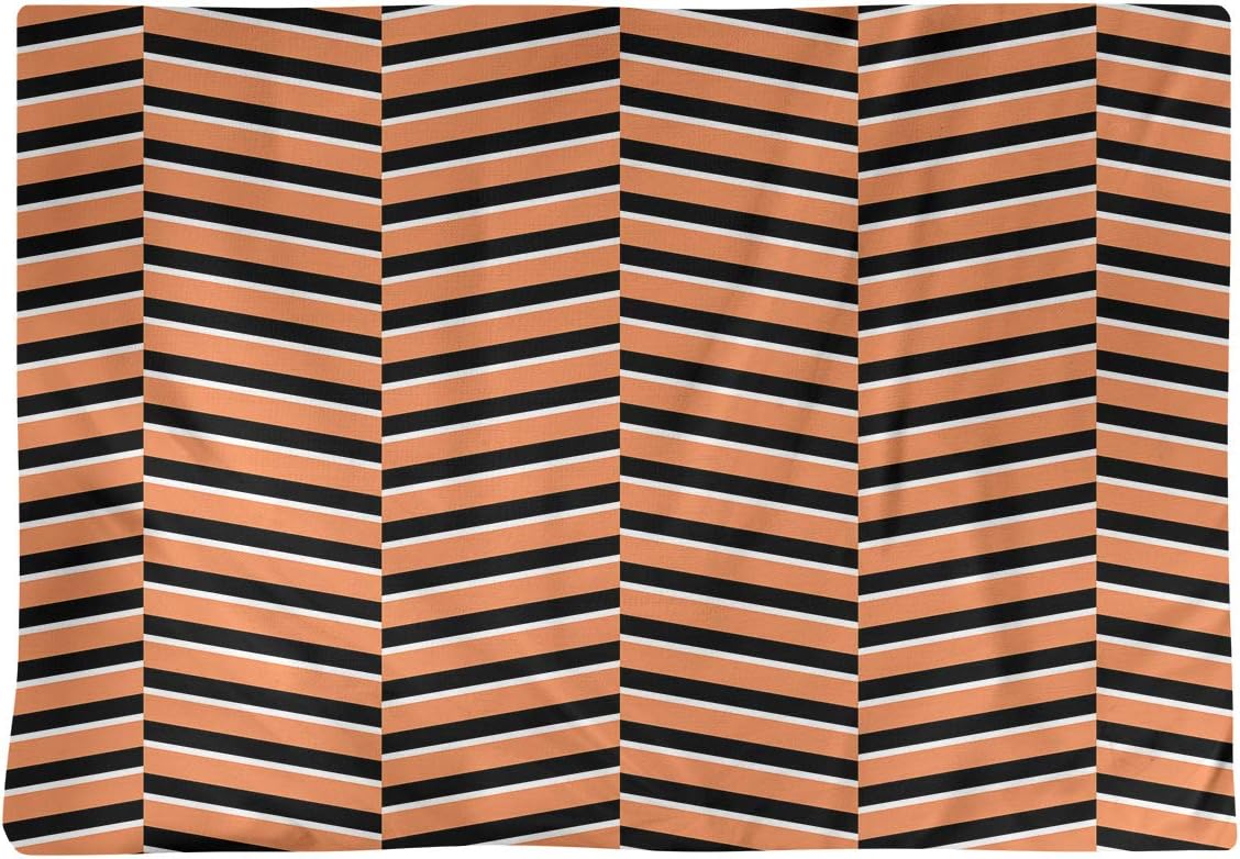 Dana Strider Black & Color Fractured Stripes Table Placemat, 18 x 14, Orange