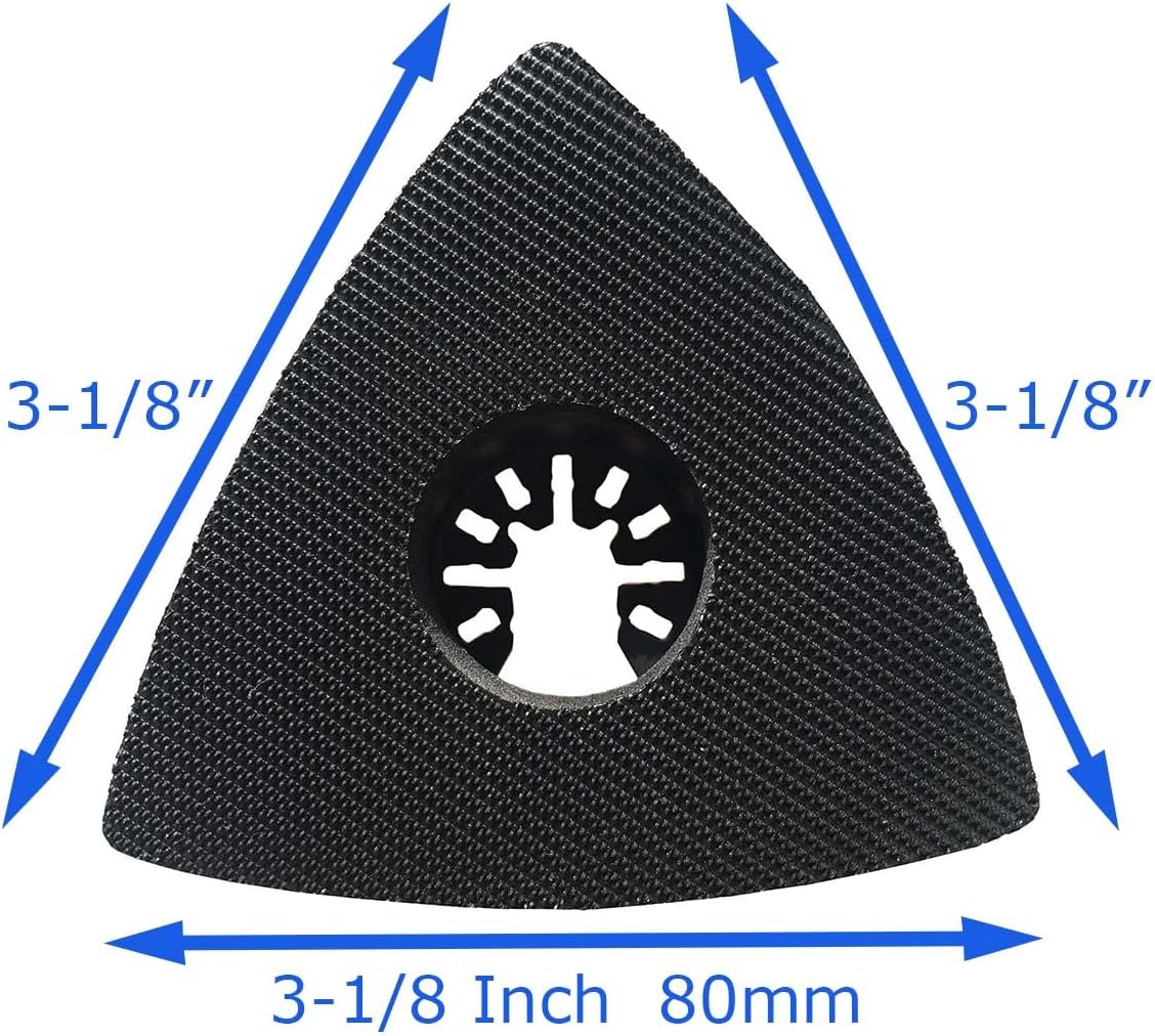 XXGO 55 Pcs 80mm 3-1/8 Inch Triangular Oscillating Multi Tool Sanding Pads | Assorted Grit , Hook & Loop Design , Strong Velcro , Best for Metal Wood Sanding
