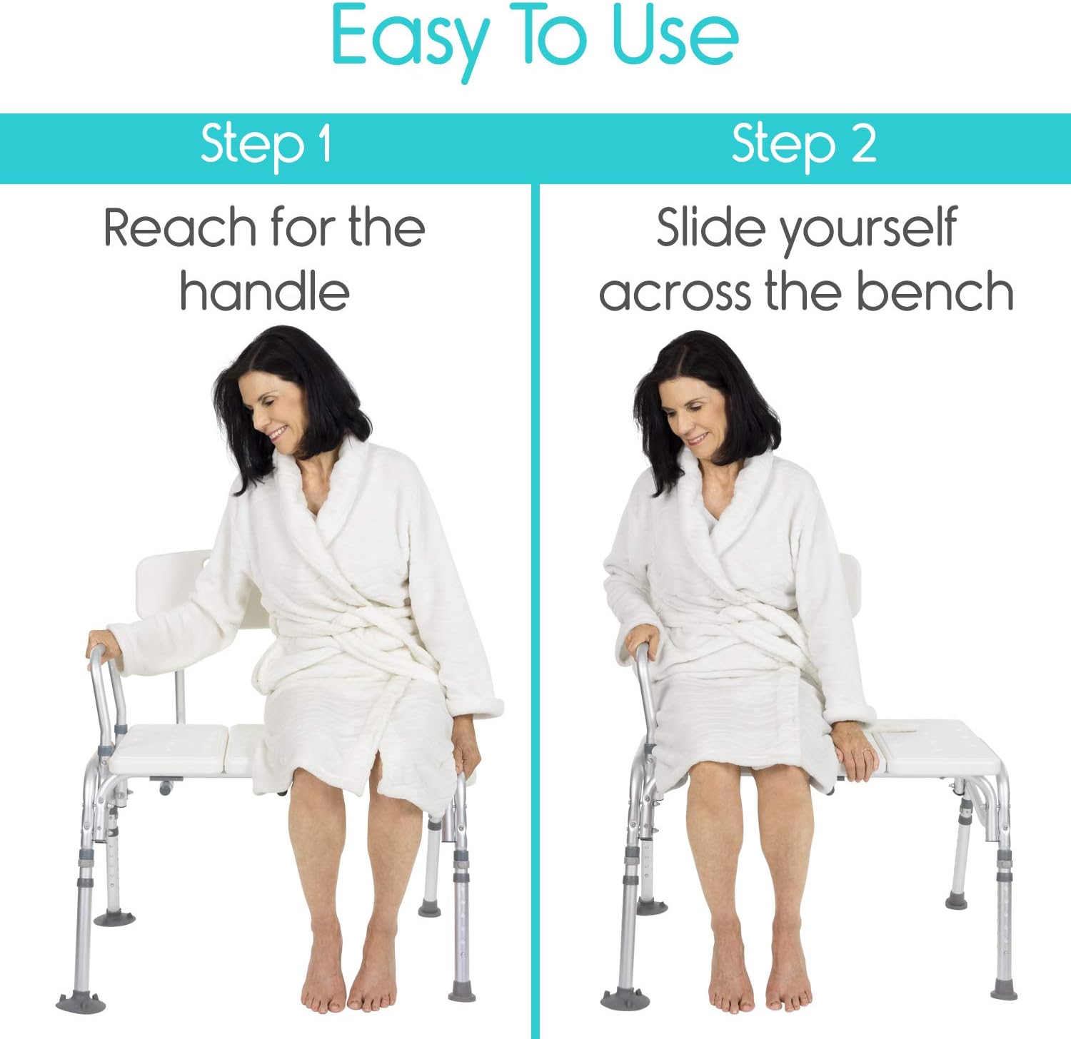 Vive Shower Bench for Transfers - Heavy Duty Tub Transfer Bench for Bathtub, Holds 400 lbs - Shower Chair for Elderly, Disabled
