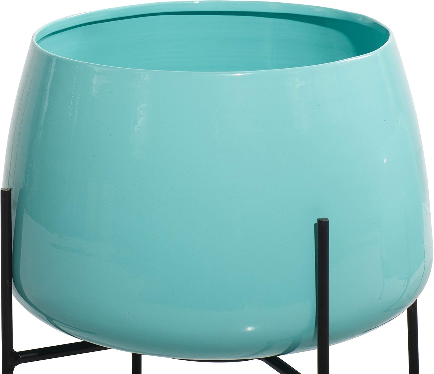 Deco 79 Metal Round Planter with Removable Stand, Set of 2 16", 13"H, Black