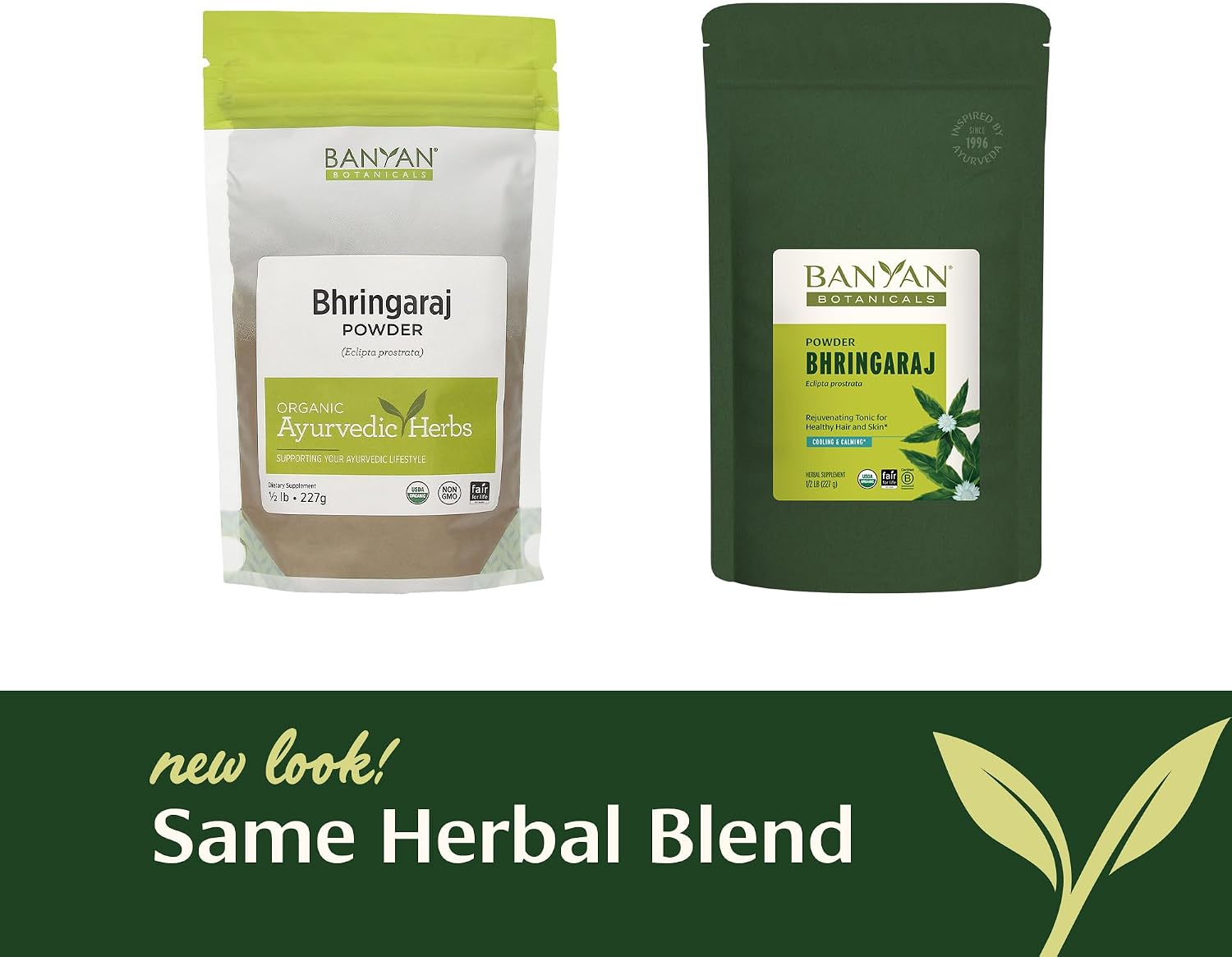 Banyan Botanicals Bhringaraj Powder – Organic Eclipta Prostrata Leaf Powder – for a Calm Mind and Healthy Hair, Nails, Bones, and Teeth* – ½ lb. – Non-GMO FFL Vegan