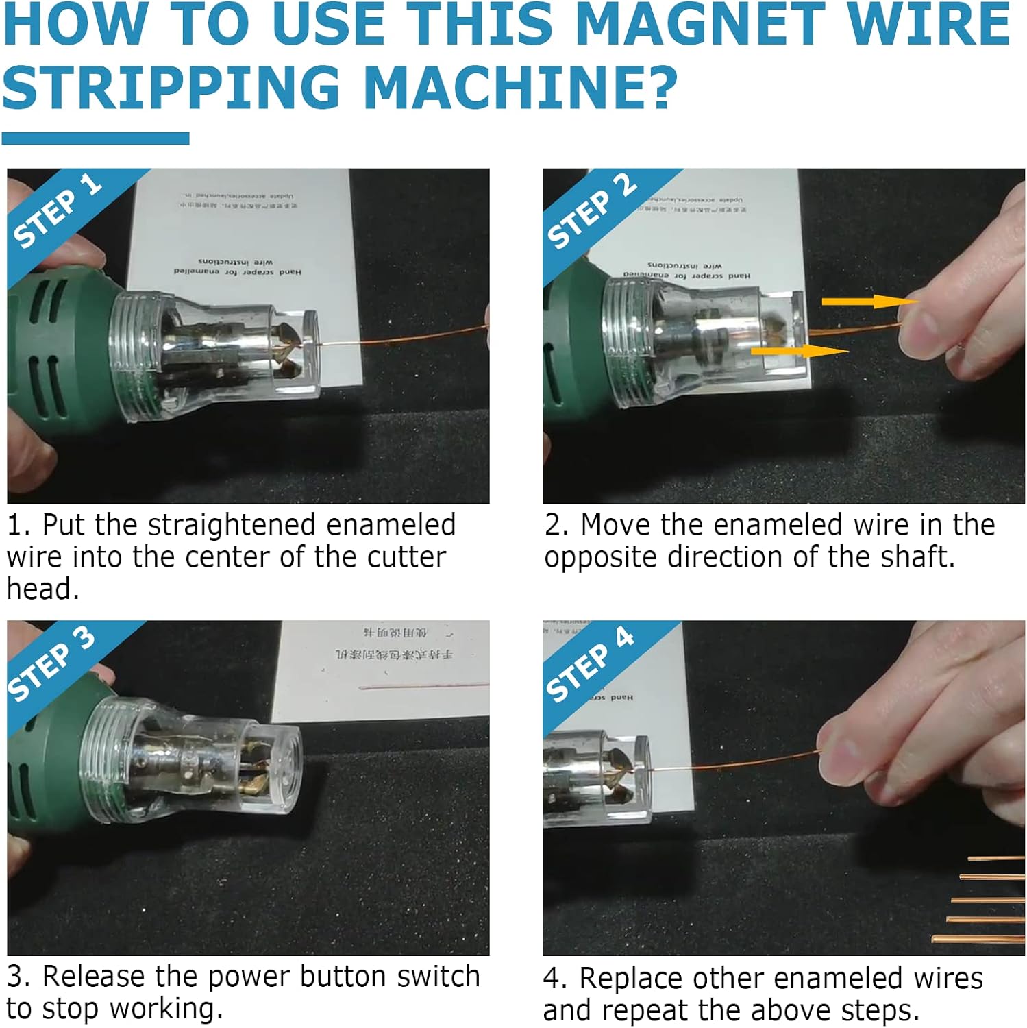 MXBAOHENG Handheld Magnet Wire Stripping Machine 75W | Wire Stripper Cutter, 0.3-3mm Enameled Wire Paint Scraper, 12000r/min, 110V