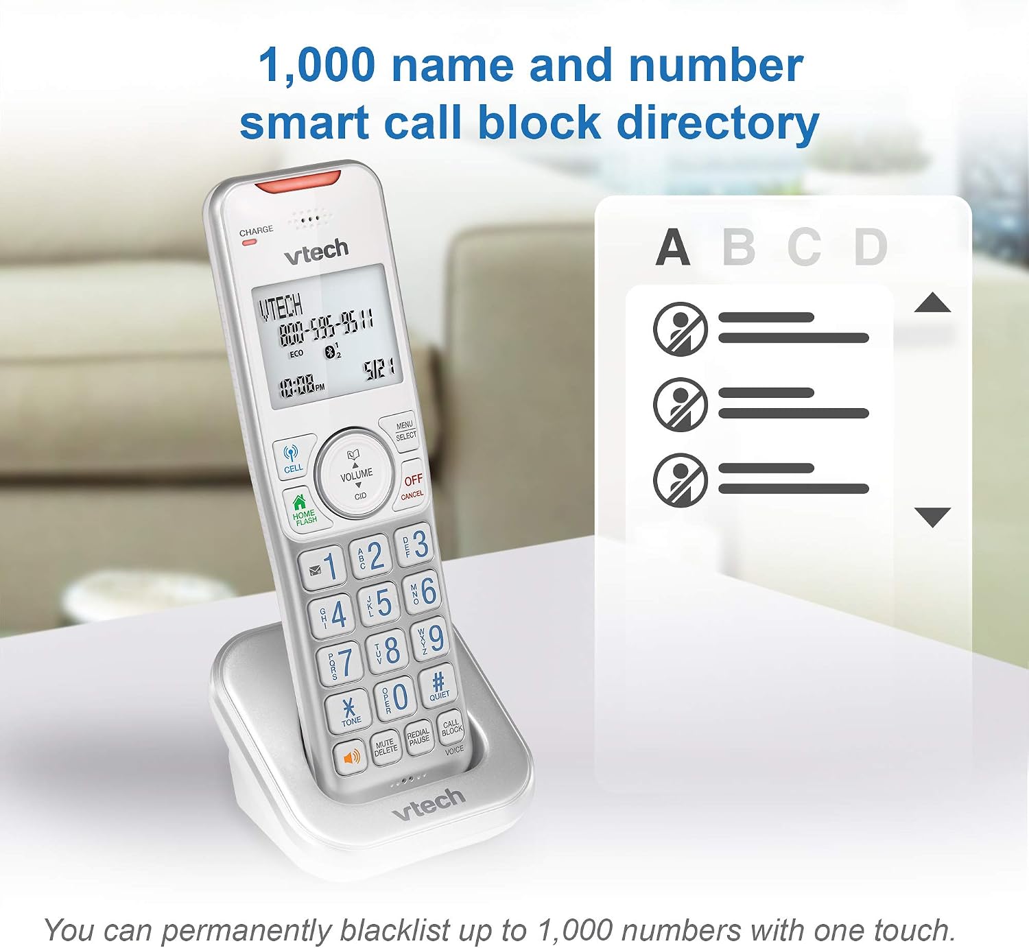 VTech VS112-27 2 Handset Cordless Phone with Answering Machine, Call Blocking, Caller ID, Intercom and Connect to Cell