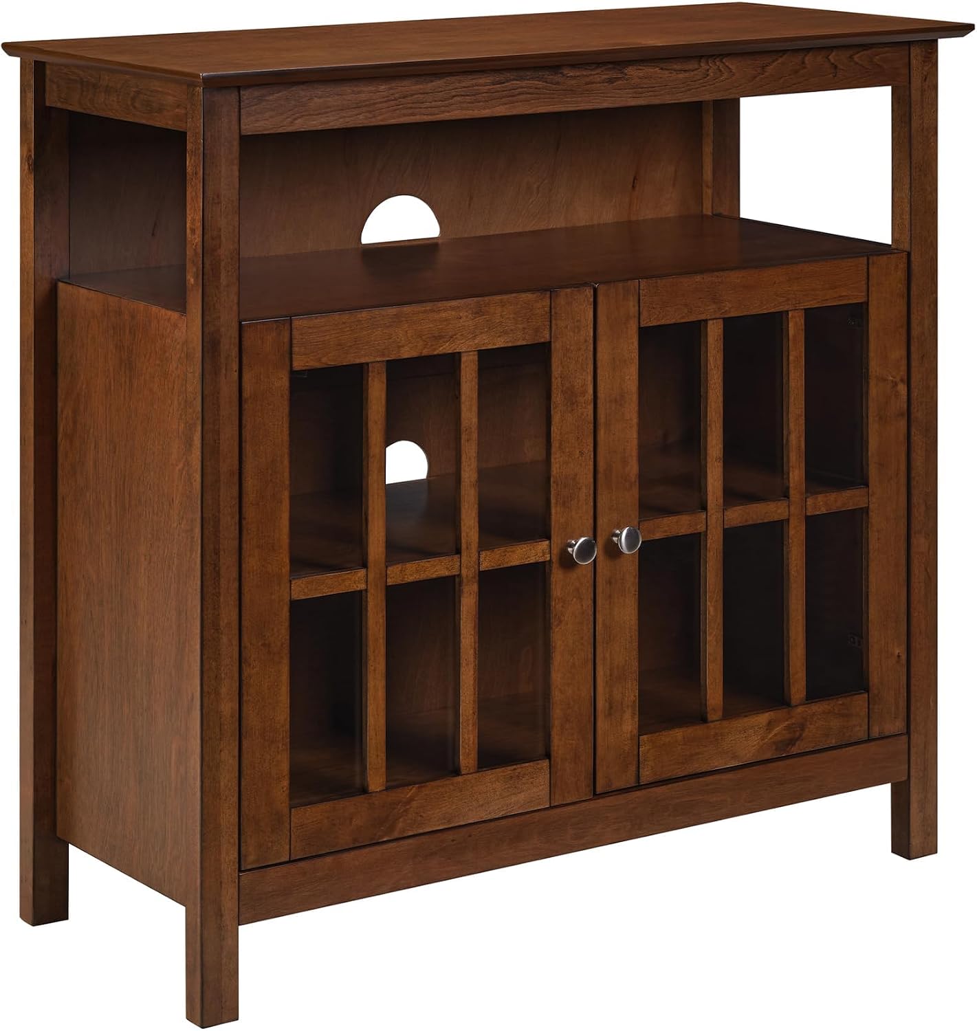 Convenience Concepts Big Sur Highboy TV Stand with Storage Cabinets and Shelves in White Finish