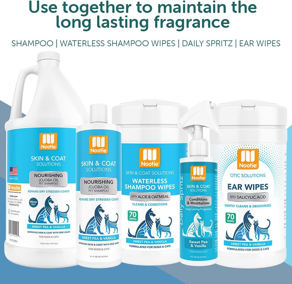 Nootie Cucumber Melon Pet Shampoo for Dogs & Cats, Gentle Oatmeal Formula | 16 oz, dog wash for sensitive skin, helps relieve dry itchy skin for dogs, natural ingredients, cleans & conditions