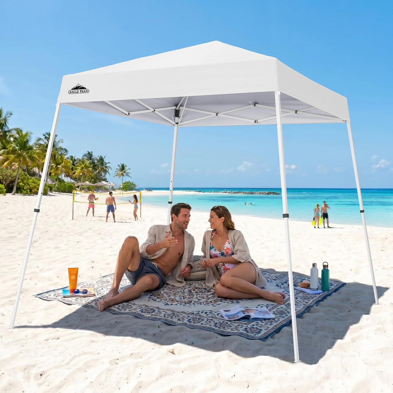 EAGLE PEAK 10x10 Slant Leg Pop Up Canopy Tent, Blue