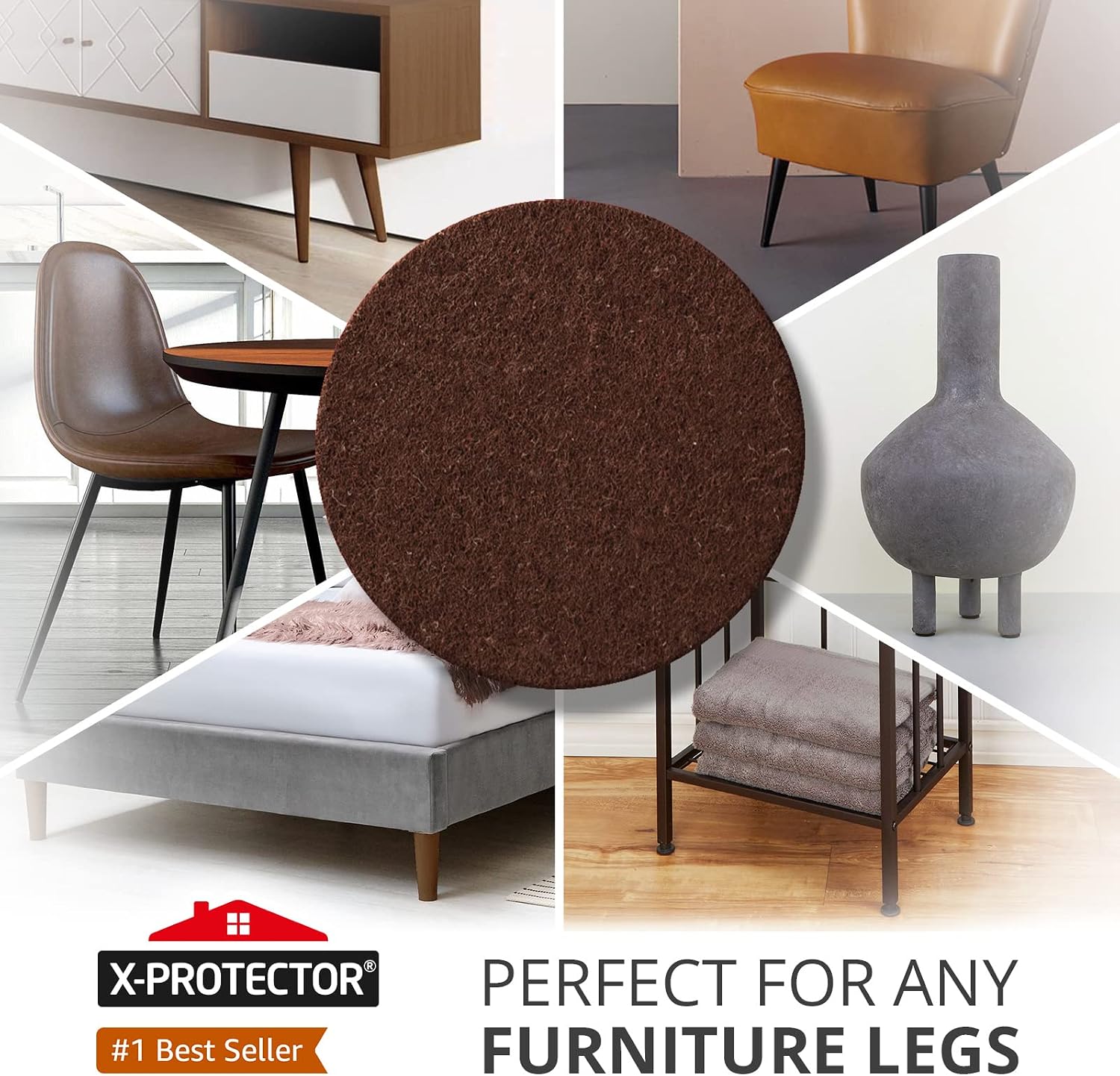 Felt Furniture Pads X-PROTECTOR 133 PCS Premium Furniture Pads - Felt Pads | Furniture Feet Wood Floor Protectors - Protect Your Hardwood & Laminate Flooring! Brown and Beige