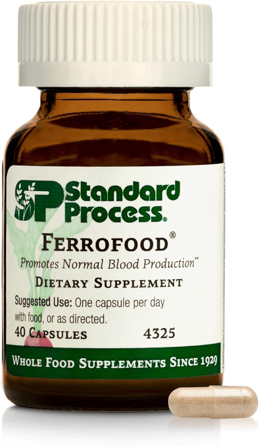 Standard Process Ferrofood - Iron Supplement to Support Normal Blood Production - Aid Iron Absorption with Vitamin C - Health Supplement with Alfalfa