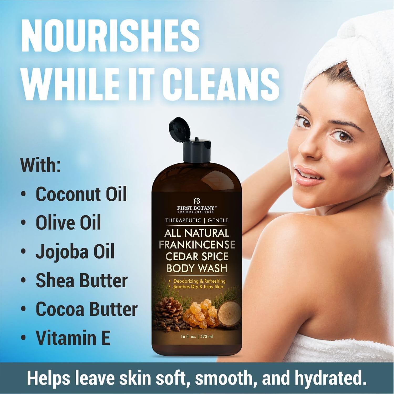 Tea Tree Eucalyptus Body Wash & Skin Cleanser for Women & Men, 16 Fl Oz