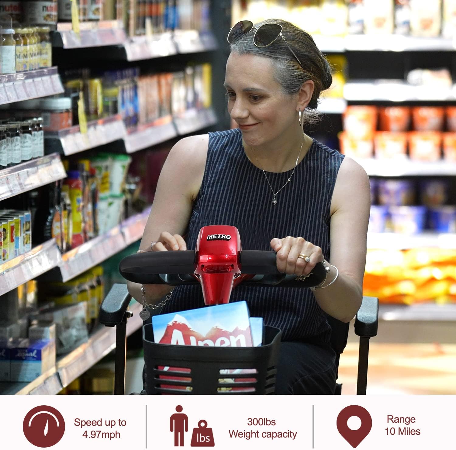 Metro Mobility 4 Wheel Powered Mobility Scooter for Seniors - 300 lbs Capacity Electric Mobility Scooter for Adults - Long Range Power Extended