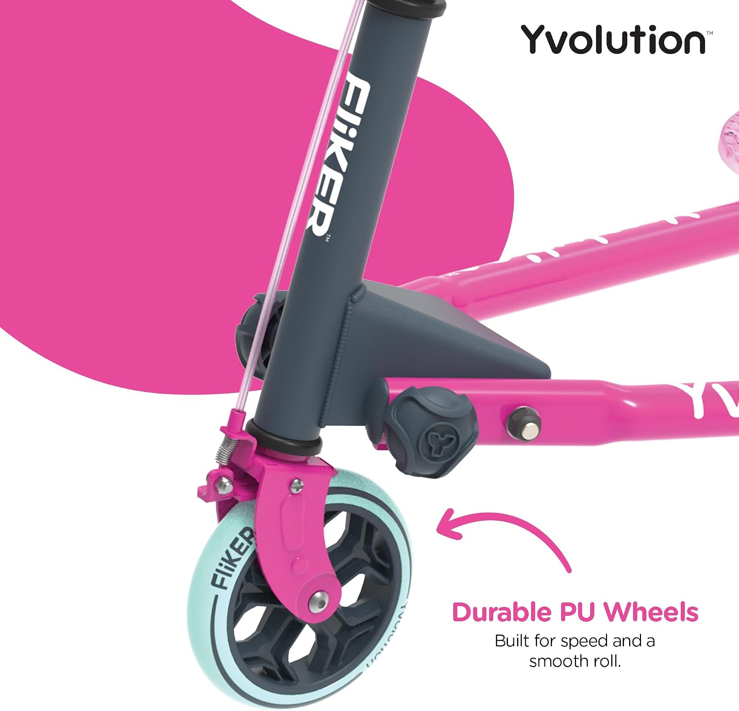 Yvolution Fliker A3 Drift Scooter, 3 Wheels Kids Wiggle Scooter, Foldable, Handbrake, Caster Wheels, for Boys and Girls Aged 7+ Years Old