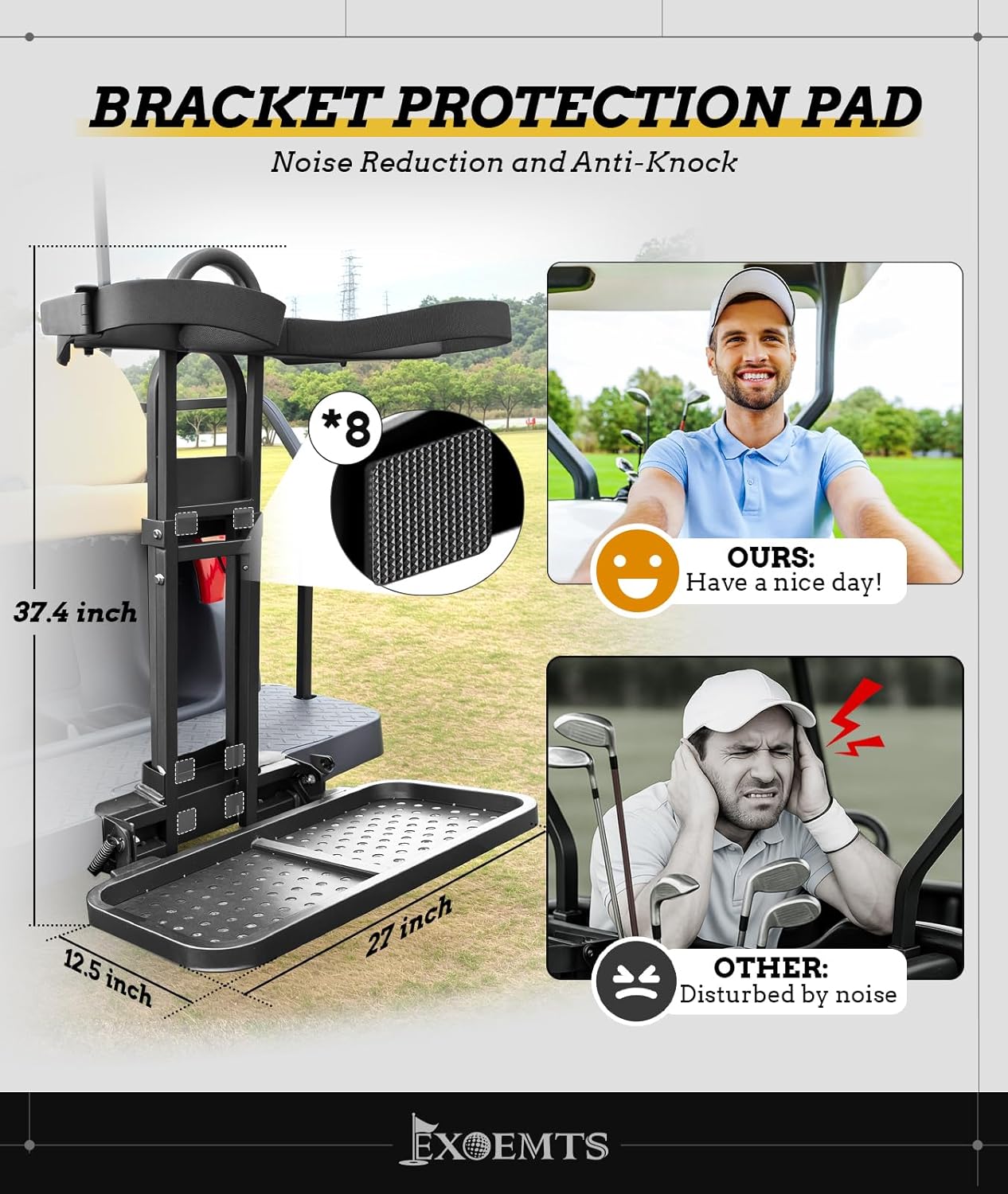 Foldable Golf Cart Rear Seat Bag Holder, Upgraded Golf Cart Rear Seat Bag Rack ONLY FITS 8-Inch Max Width Grab Bar, for 4-Seater EZGO Club Car Yamaha