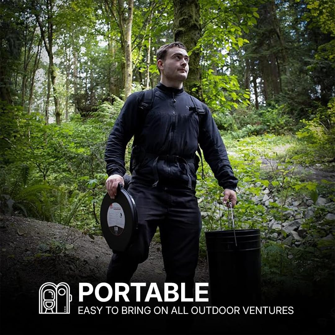 72 HRS Premium Portable Camping Toilet Seat with Lid for 5 Gallon Buckets | Portable Toilet for Outdoor Camping, Hiking, Emergency Prep, Backcountry
