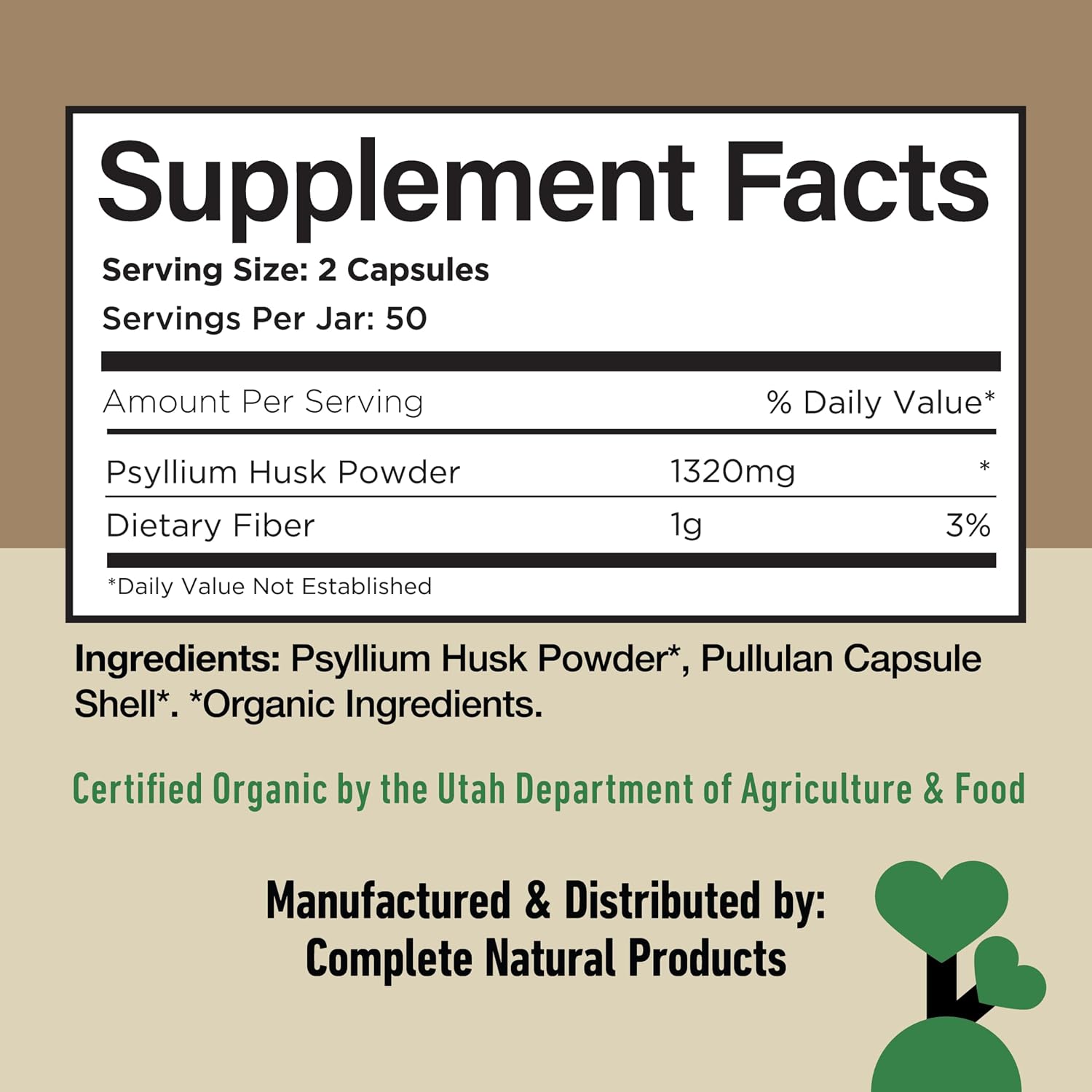 CNP | Organic Psyllium Husk Capsules 660mg - Fiber Caps, Colon Cleanse Aid