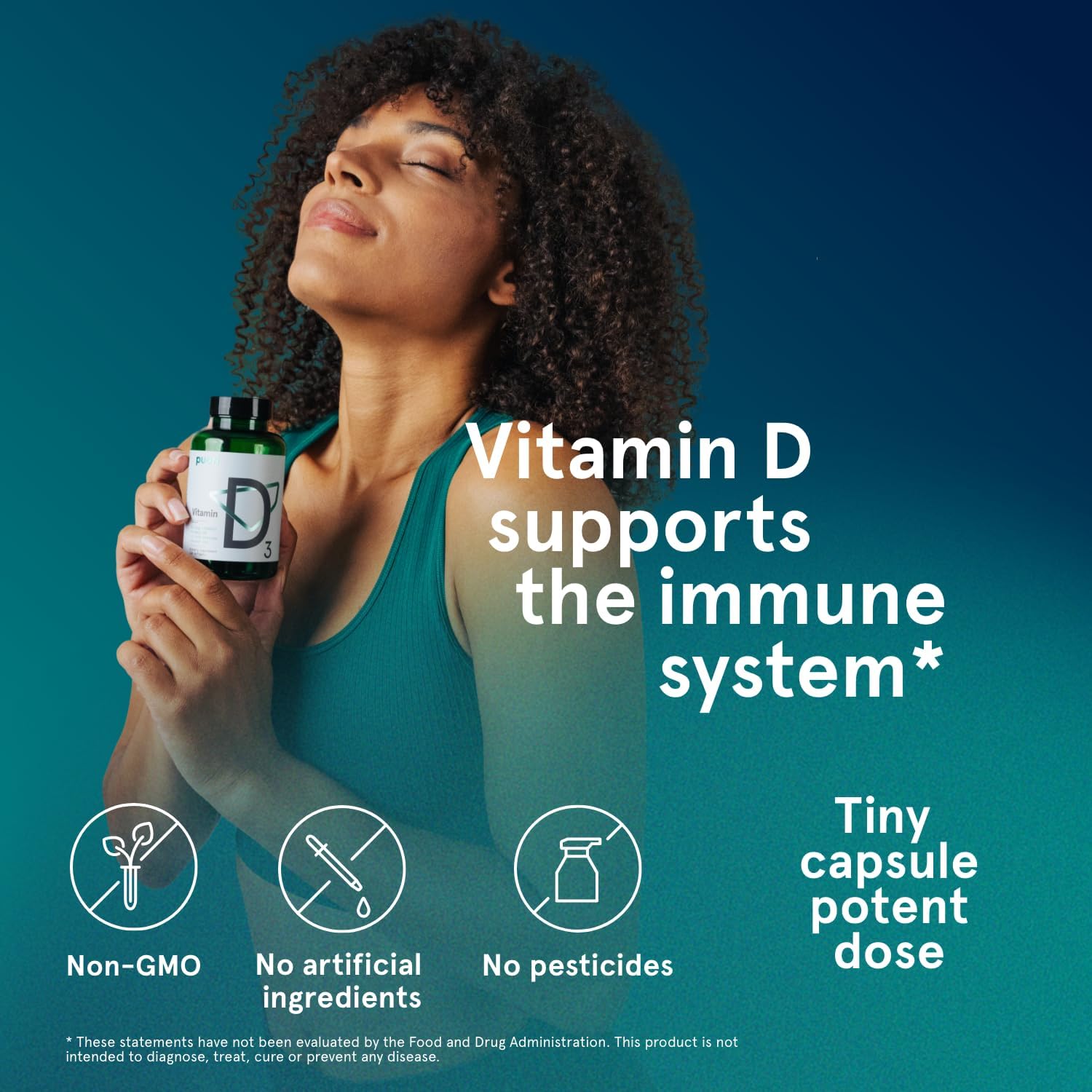 Puori Vitamin D3 Softgels for Adults, 2500 IU (62.5 mcg), 120 Count | Fast Absorbing Supplement Supports Immune System, Bone Health