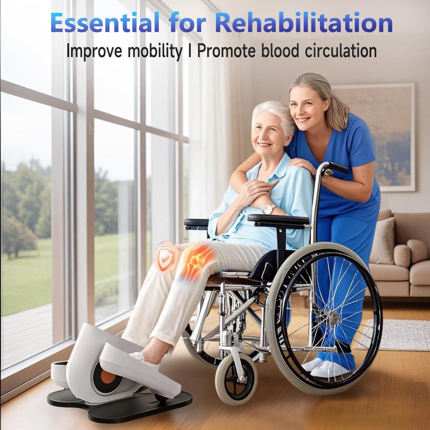 Under Desk Elliptical, Quiet Motorized Leg Exerciser with Remote Control | Quiet pedal exerciser for seniors, home and office use
