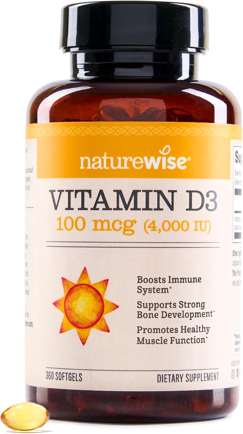 NatureWise Vitamin D3 5000IU Supplement, Immune Support, 360 Mini Softgels