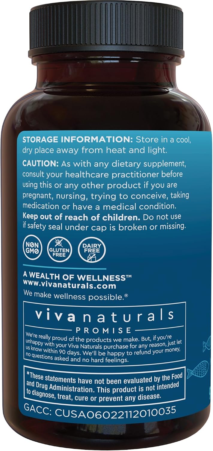 Viva Naturals Triple Strength Omega 3 Fish Oil Pills – 2500 mg High-Potency Formula with 2250 mg Omega 3 Fatty Acids (Including EPA, DHA, DPA) in rTG Form for Absorption – IFOS Certified, 90 Softgels