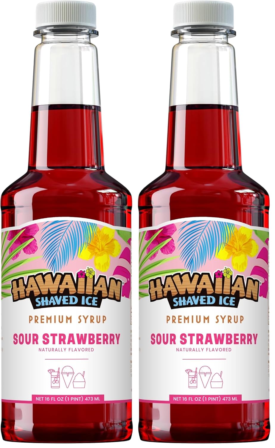 Hawaiian Shaved Ice Blue Raspberry Syrup - Made Nut Soy Dairy Free in the USA - Flavor Fluffy Shaved & Crunchy Snow Cone - Shelf Stable After Opening - Makes 8 Servings - 16 ounces