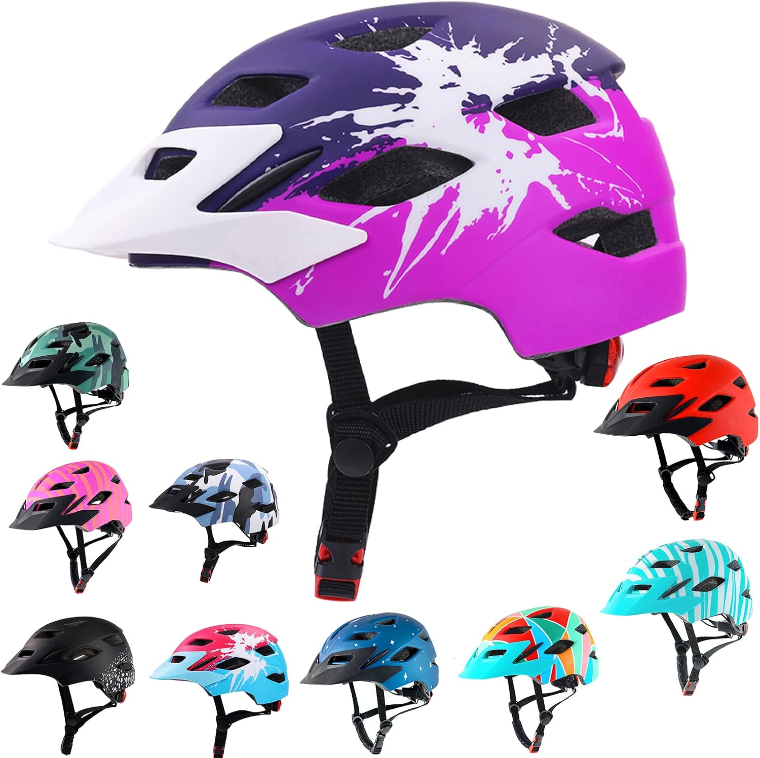 Kids Bike Helmet with LED Light for Youth Teen Toddler Boys Girls