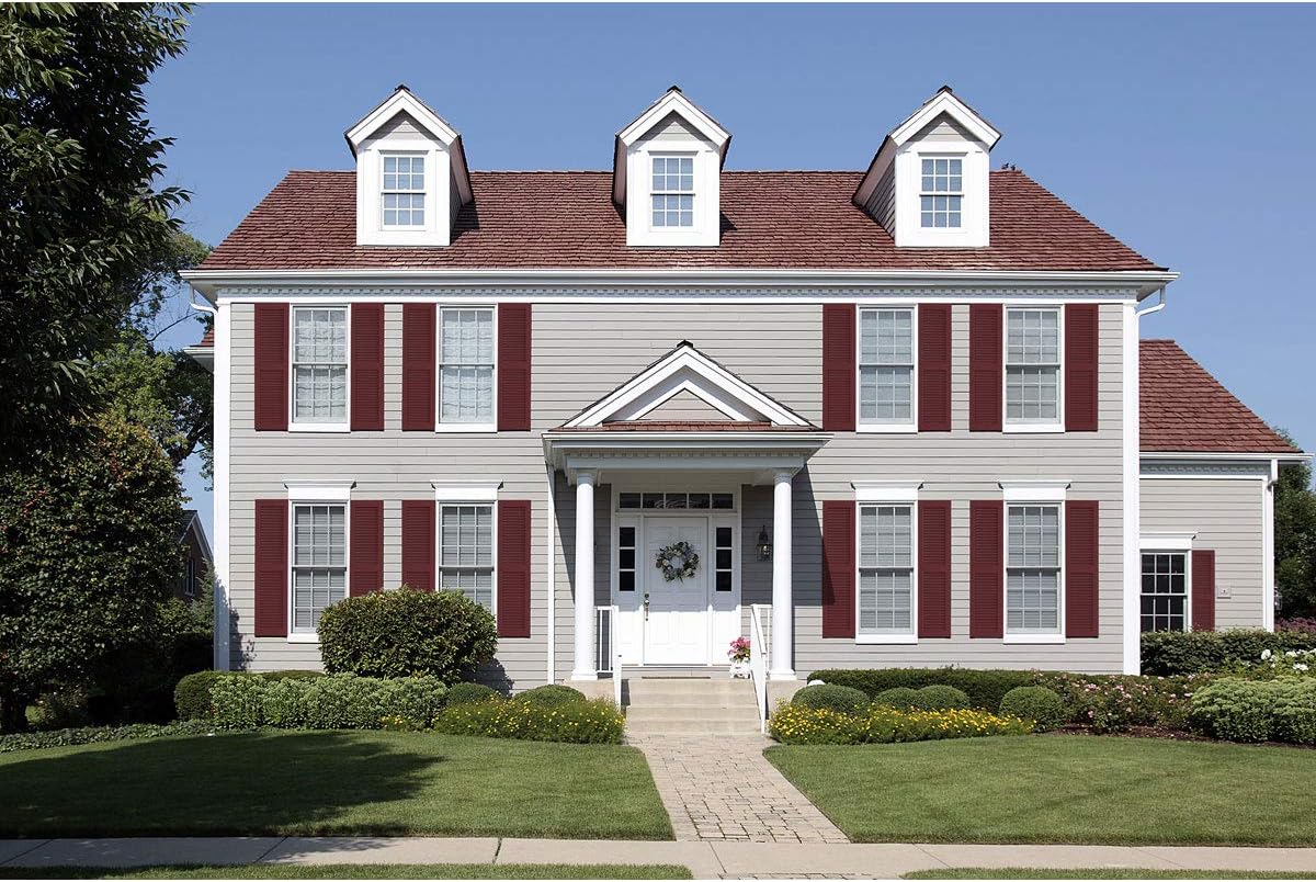 18"W x 60"H True Fit PVC Two Equal Louver Shutters, Unfinished (Per Pair - Hardware Not Included)