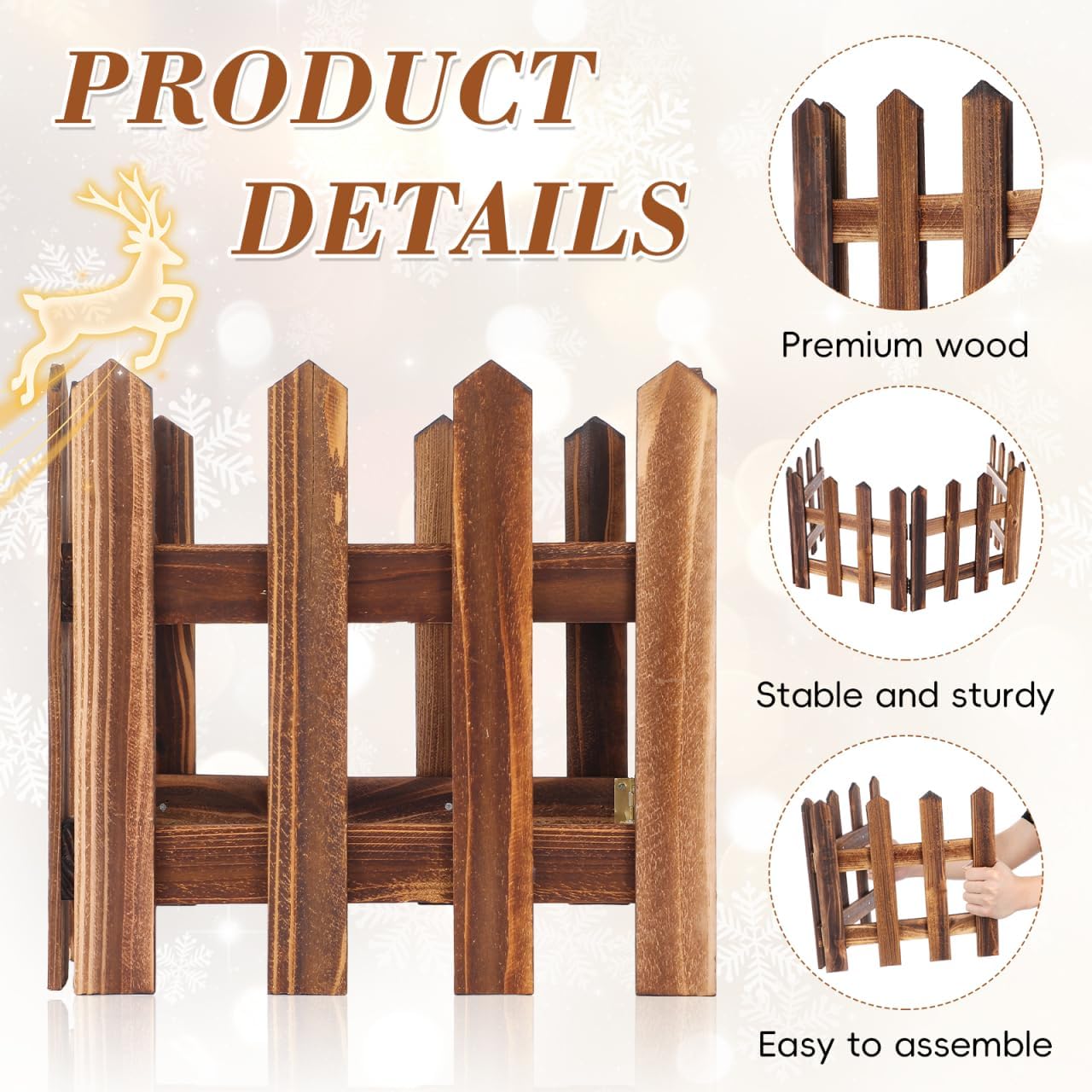 DOITOOL White Picket Fence Garden Border, Wood Decorative Garden Fence Animal Barrier Landscape Fencing Border for Dogs, Flower Bed
