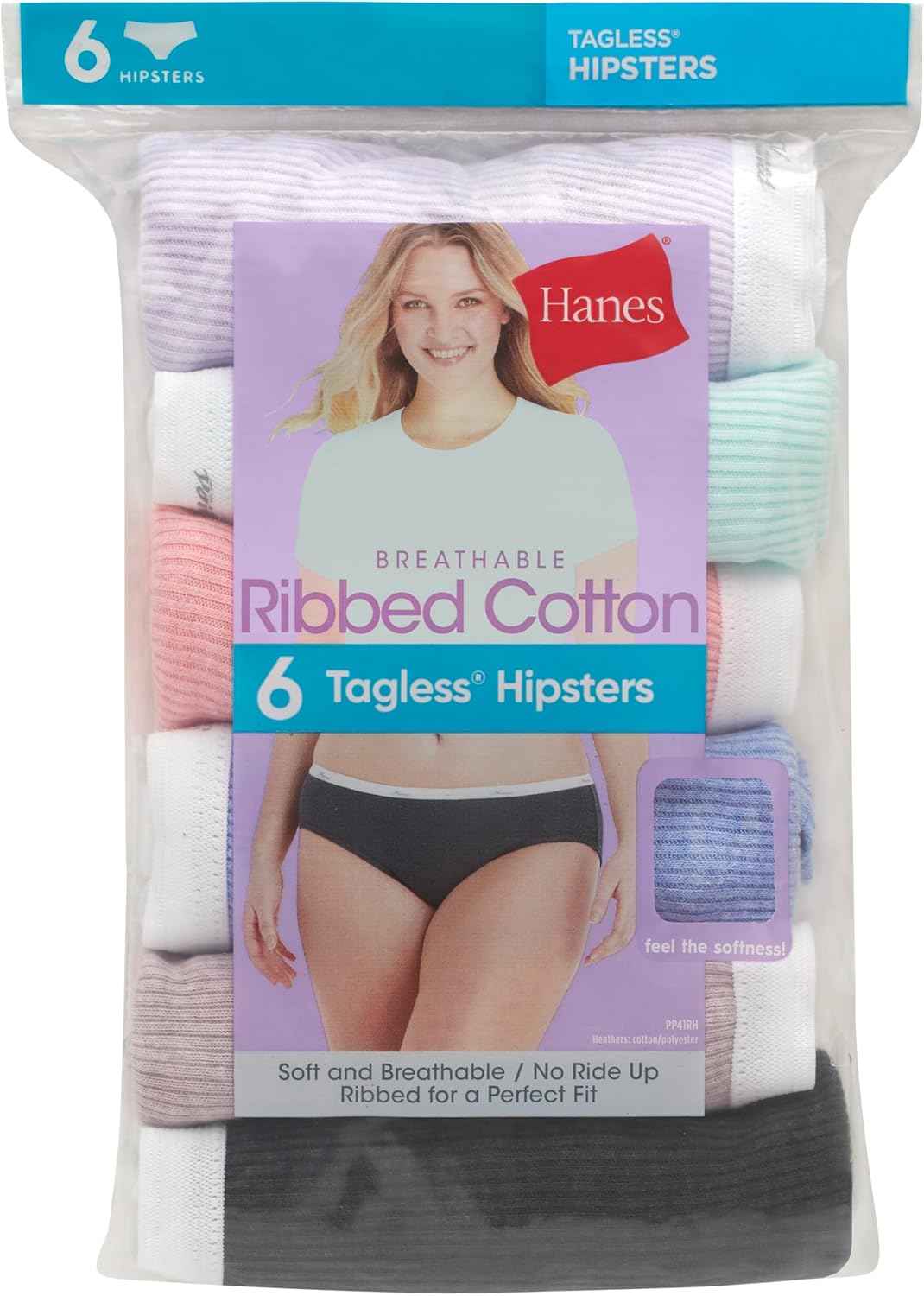 Hanes women's Hi-Cut Panties Pack, Lightweight Cotton Hi-Cuts, 6-Pack (Retired, Colors May Vary)
