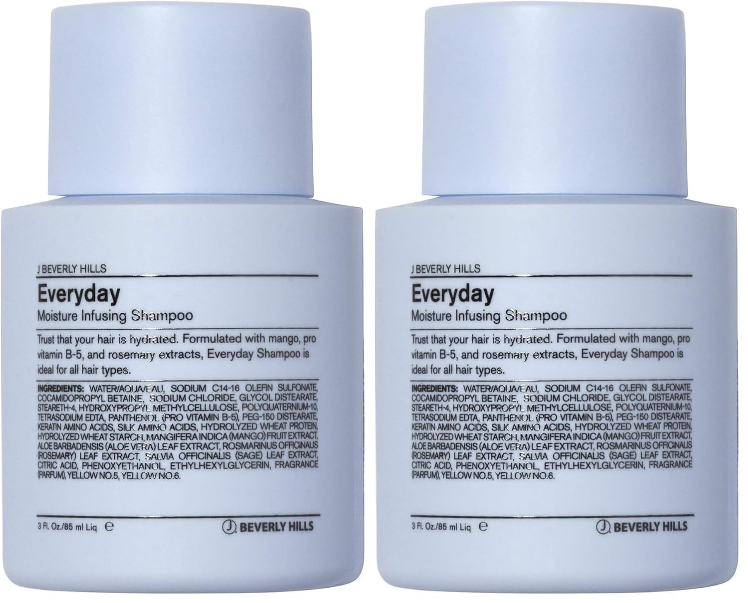 J Beverly Hills Blue Everyday Moisturizing Shampoo with Eucalyptus Oil for Hair Growth, (3 Oz, 12 Oz)