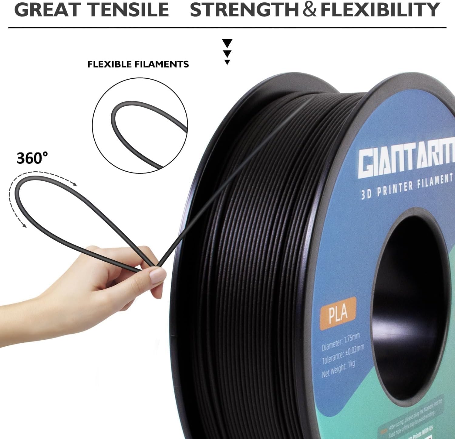 GIANTARM 3D Printer Filament, Silk Gold Pla Filament, 1Kg(2.2lbs) Spool, 1.75mm Dimension Accuracy +/- 0.03mm, 3D Printing Filament