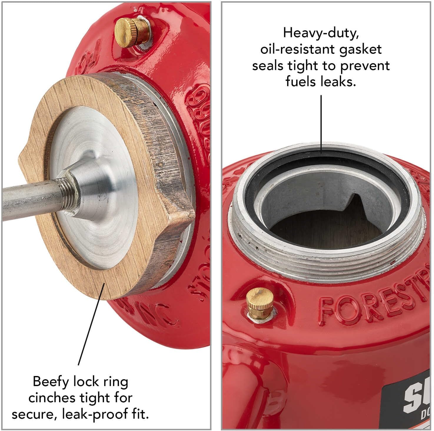 Forestry Suppliers Sure-Seal Red OSHA Double-Bottom Drip Torch | Heavy Duty 15 Gauge Aluminum Canister | Big Mouth for Easy Filling | Fuel Trap &