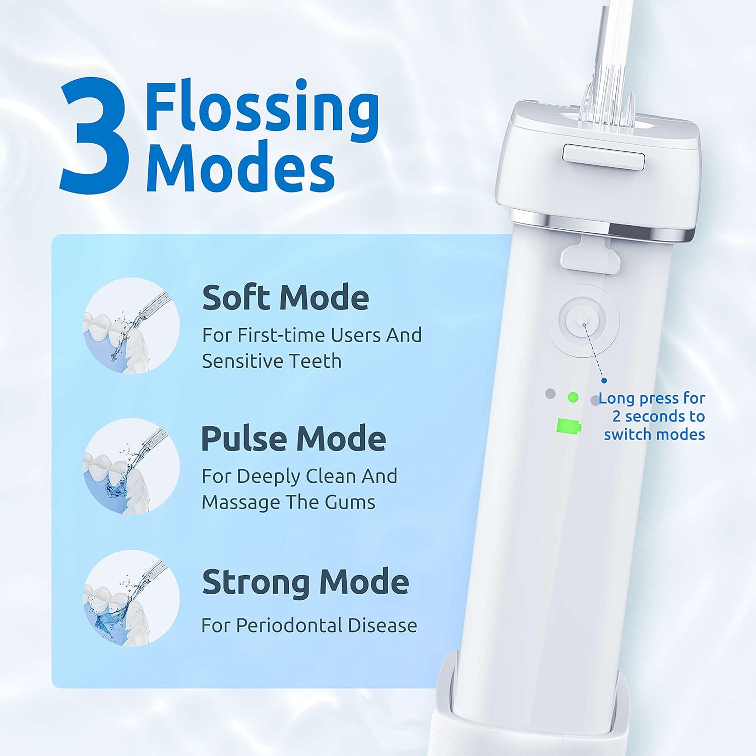 Water Flosser [ Mini Cordless Portable ] Oral Irrigator Water Teeth Cleaner Pick, Telescopic Water Tank, 3 Modes & IPX7 Waterproof