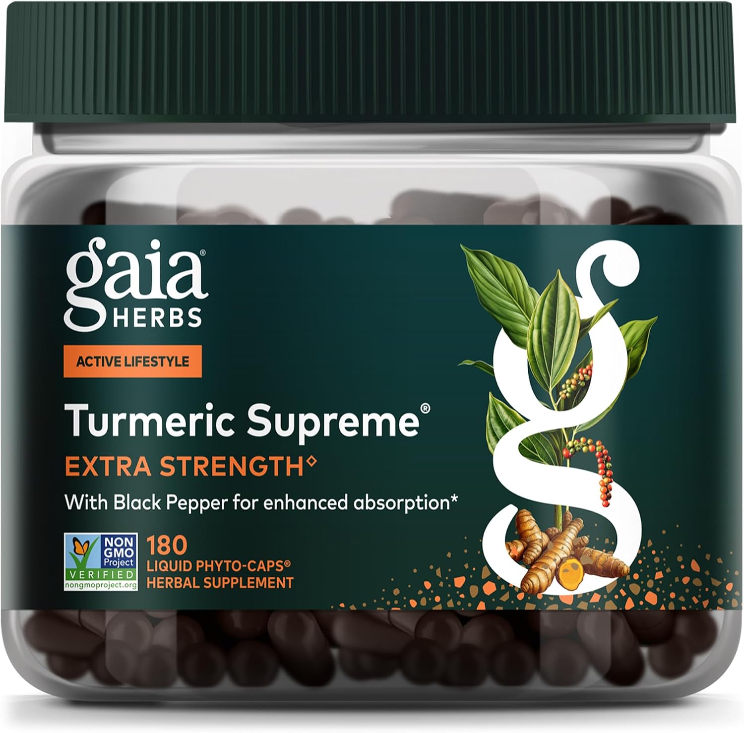 Gaia Herbs Turmeric Supreme Extra Strength - Helps Reduce Occasional Discomfort from Normal Wear & Tear*- 616 mg Organic Turmeric Curcumin Supplement with Black Pepper- 120 Vegan Liquid Phyto-Capsules