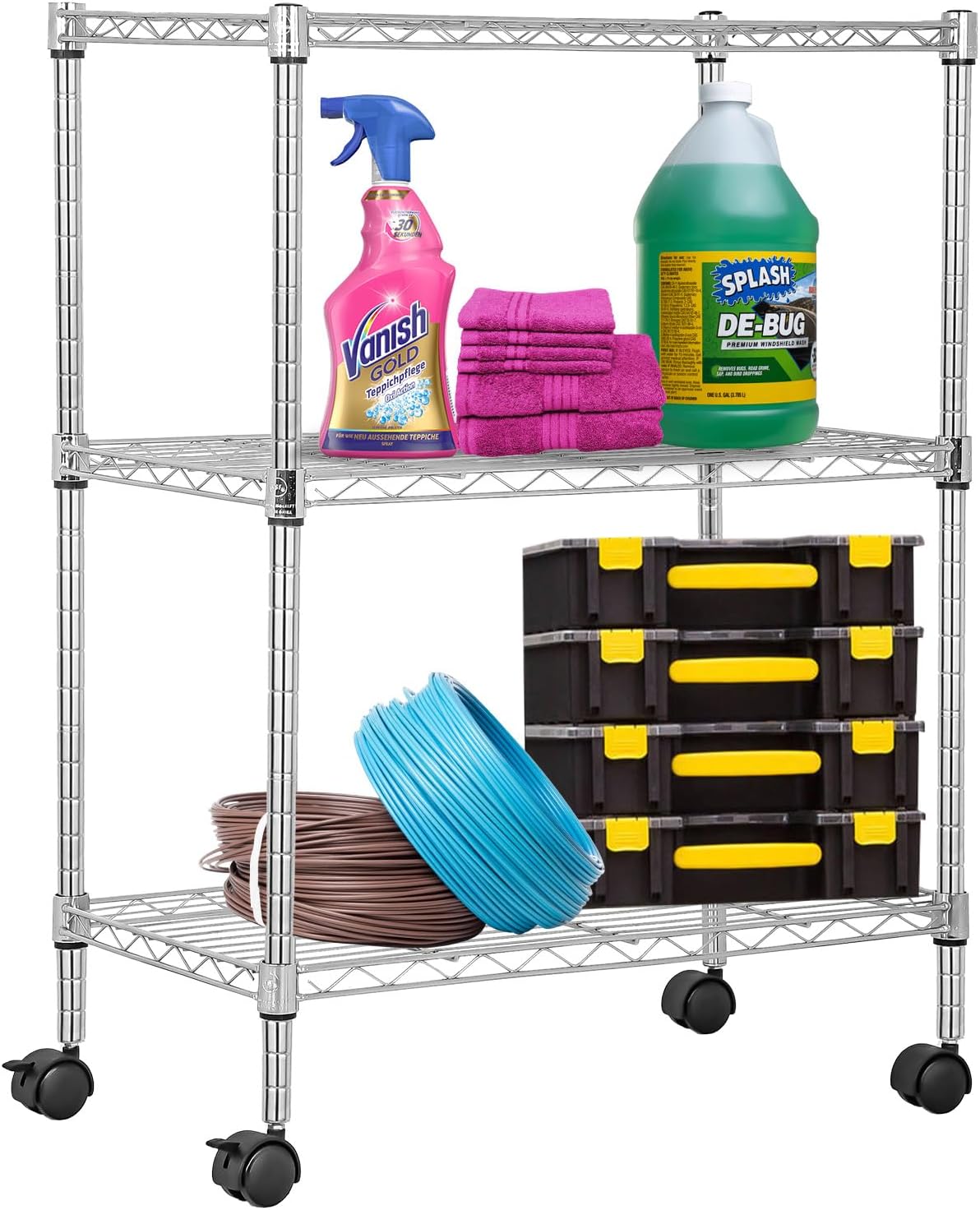PayLessHere | 6-Tier Wire Shelf with Wheels | 45"x18"x82" | Black