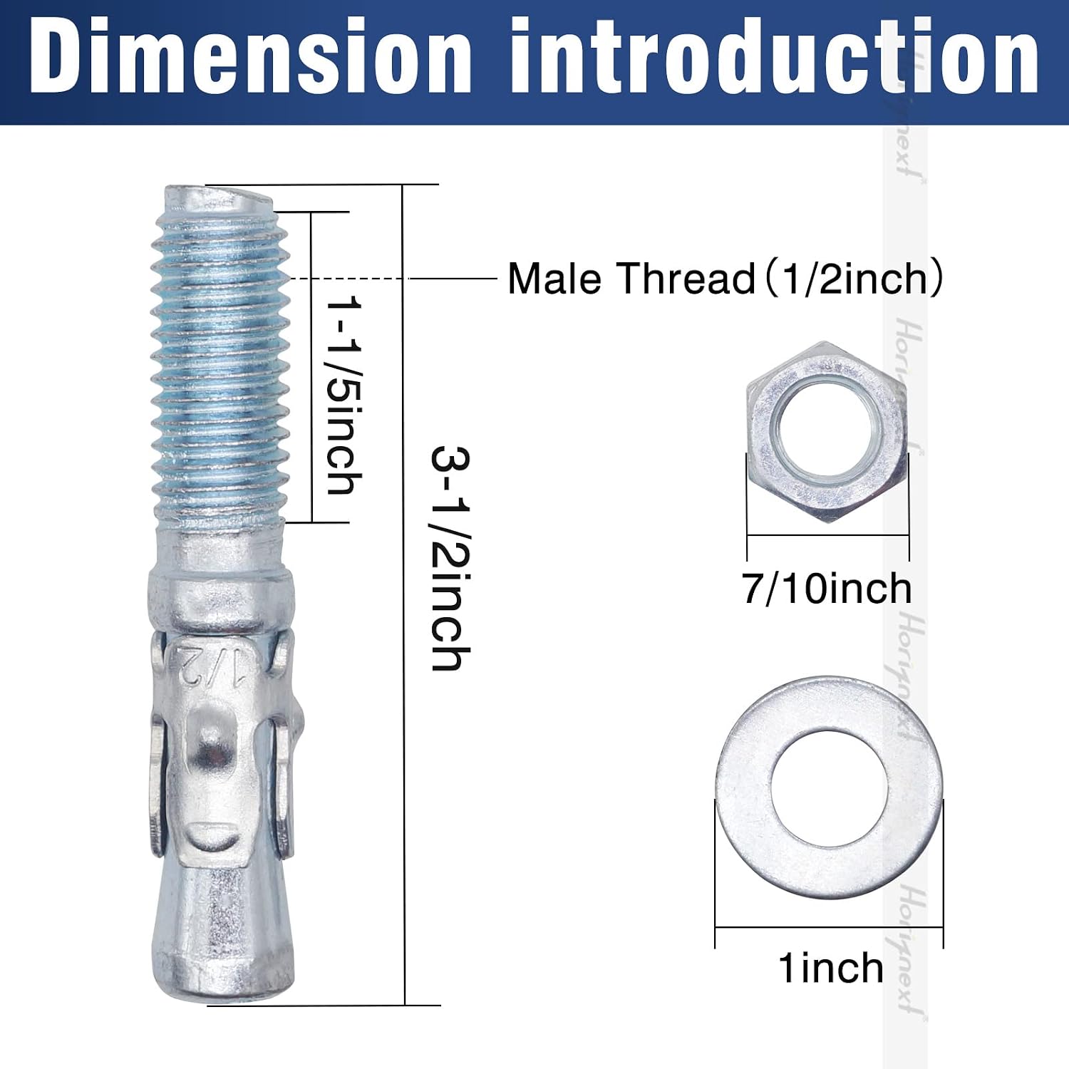 3/8 Concrete Anchors, Concrete Wall Anchors, Metal Wedge Bolts