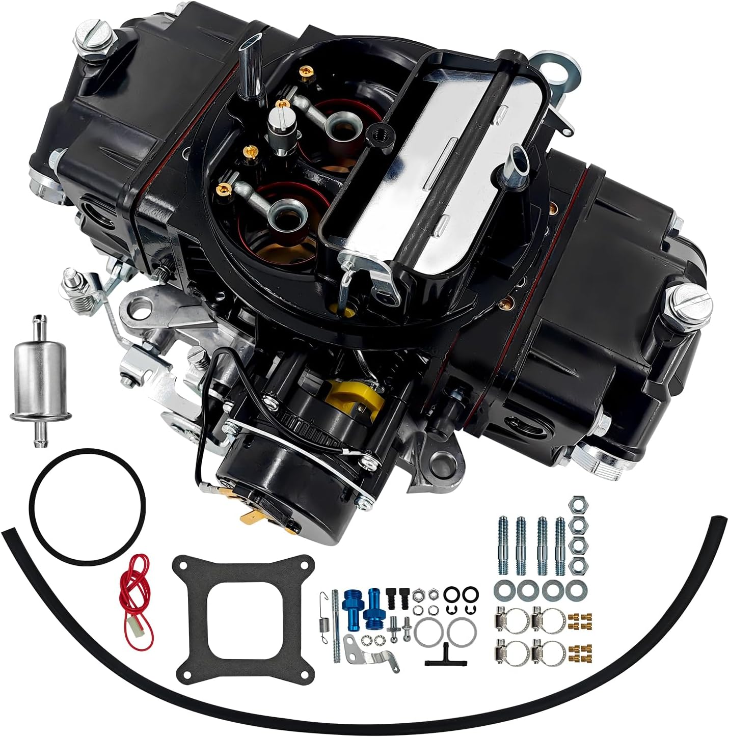 BR-67316 Carburetor Fits for Holley 4150 600 CFM with Red-Black | 4 Barrel, Mechanical Secondary, Electric Choke, Compatible with Gasoline